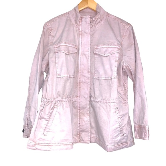 🆕 Style & Co Dusty Blush Pink Safari Trench Utility Twill Jacket Spring Coat - Picture 5 of 11